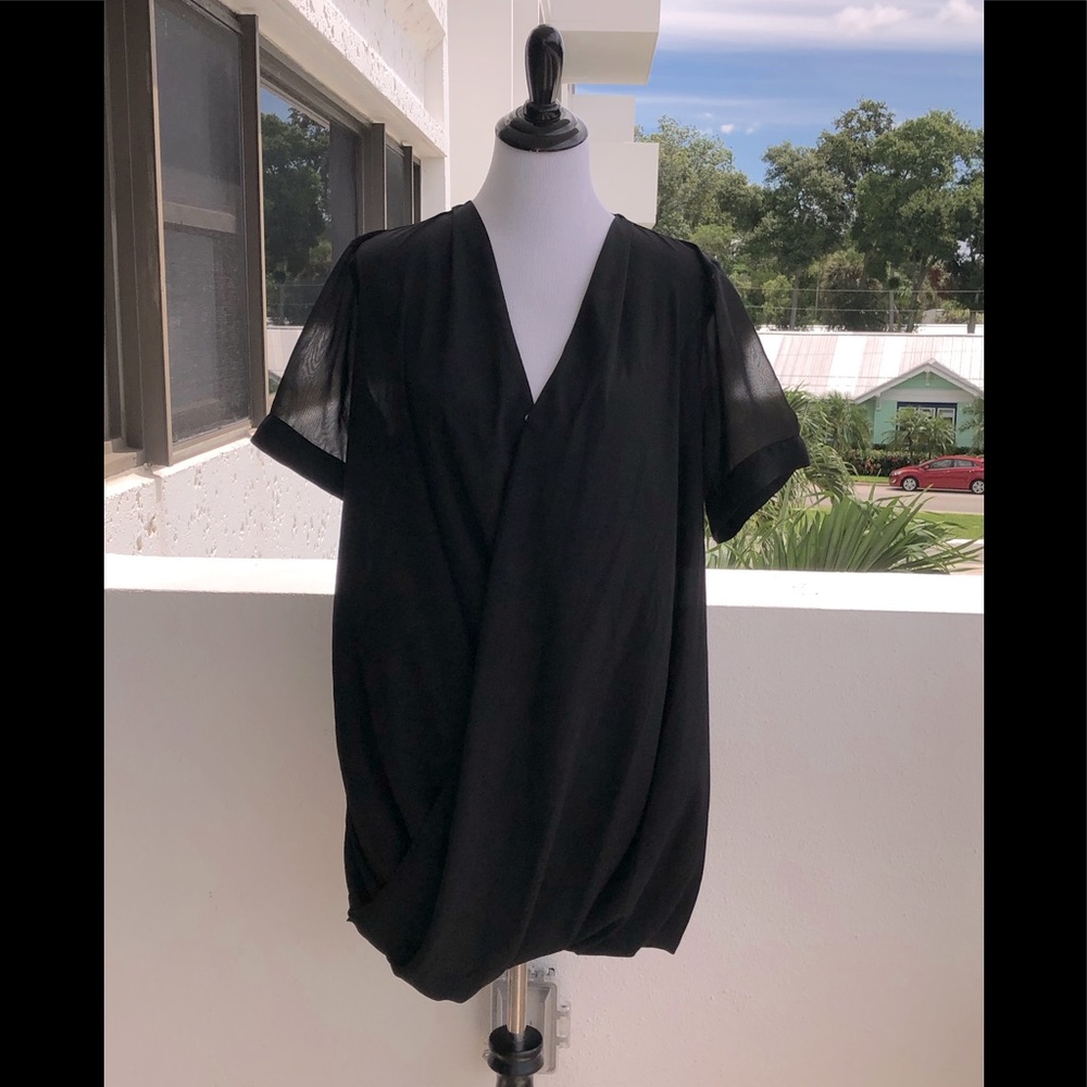 Topshop draped sheer sleeve dress